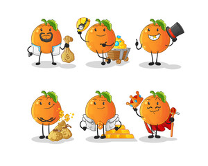 Orange rich group character. cartoon mascot vector