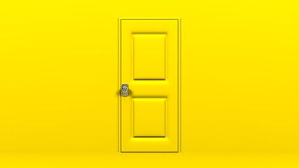 Yellow door.
3D illustration for background.
