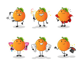 Orange magic group character. cartoon mascot vector