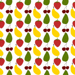 Pattern of bright fruits and berries. Vector illustration