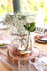 Bohemian and natural, soft pink and green table setting