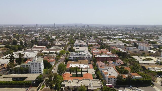 Wesy Hollywood Cityscape Skyline, Los Angeles California USA, Drone Aerial View