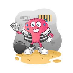 brain criminal in jail. cartoon character