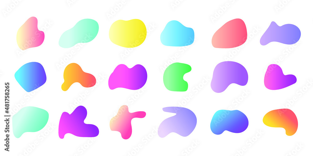 Poster abstract elements in gradient colors. the organic shape collection for fluid or liquid illustrations