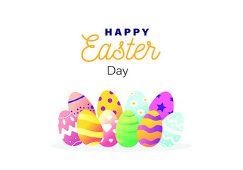 easter egg illustrations with various ornaments decorated arranged for copy space background. colorful decorations for a cheerful nuance of the Easter day celebration.