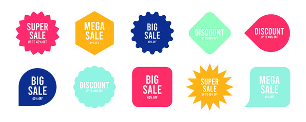 various sale tag copy space templates in vibrant colors. a vector element collection for advertising needs. a modern style of promotion concepts.