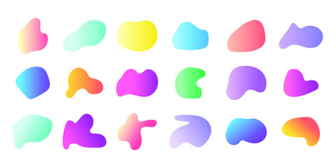 abstract elements in gradient colors. the organic shape collection for fluid or liquid illustrations. set of vector graphics for design elements.