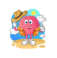 brain go on vacation. cartoon mascot vector