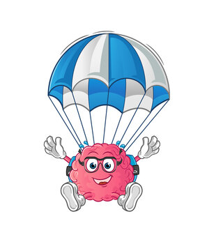 recommend clip art: brain skydiving character. cartoon mascot vector