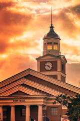  City Hall with sunset clouds