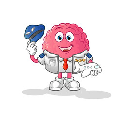 brain pilot mascot. cartoon vector