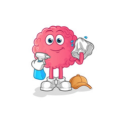 Obraz premium brain cleaner vector. cartoon character