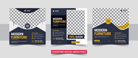 set of furniture sale social media post template