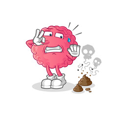 brain with stinky waste illustration. character vector