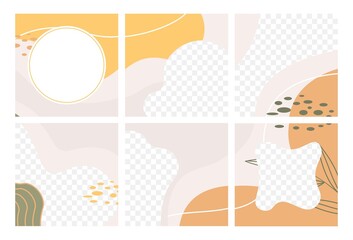 Set of abstract hand drawn Illustrations for postcard, social media banner or brochure cover design.