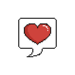 Pixel art symbol of message with heart on a white background. - 481760620