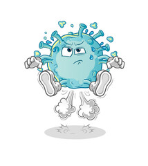 corona virus fart jumping illustration. character vector