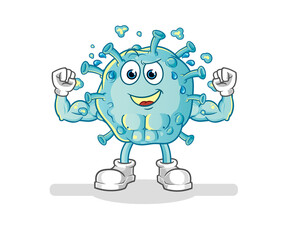 corona virus muscular cartoon. cartoon mascot vector