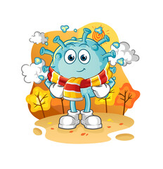 corona virus in the autumn. cartoon mascot vector