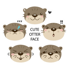 Obraz premium Cute cartoon otter in different emotions .