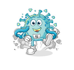 corona virus runner character. cartoon mascot vector