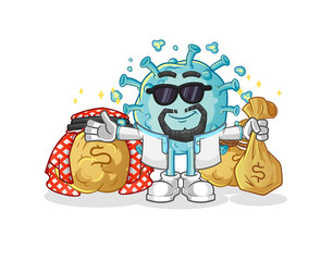 corona virus rich arabian mascot. cartoon vector