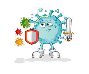 corona virus against viruses cartoon. cartoon mascot vector