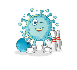 corona virus play bowling illustration. character vector