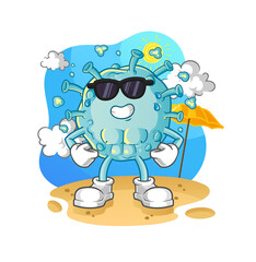 corona virus sunbathing in summer. character vector