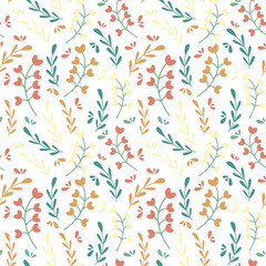 Seamless vector pattern with flowers and leaves