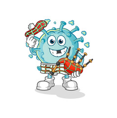 corona virus scottish with bagpipes vector. cartoon character