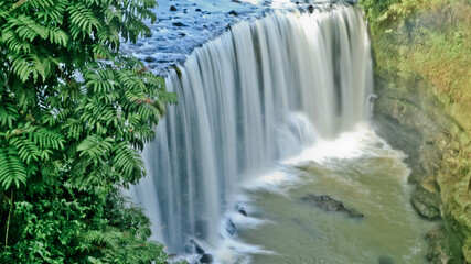 Landscape photo, Temam Waterfall, beautiful waterfall in Lubuk Linggau, South Sumatera province, Indonesia