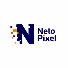 Minimalist Point Letter N Logo. N letter pixel mark digital 8 bit