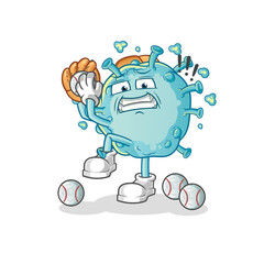 corona virus baseball pitcher cartoon. cartoon mascot vector