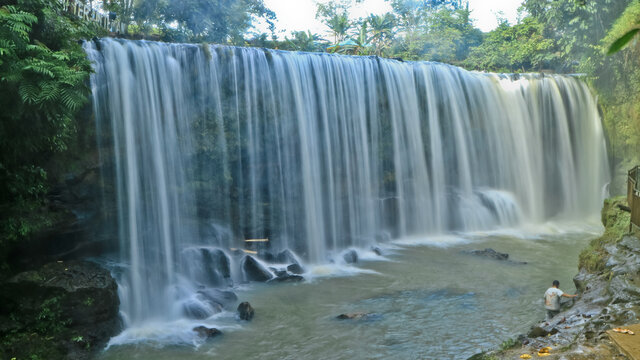 Landscape photo, Temam Waterfall, beautiful waterfall in Lubuk Linggau, South Sumatera province, Indonesia