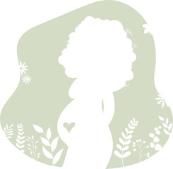 pregnant woman body silhouette with flowers vector