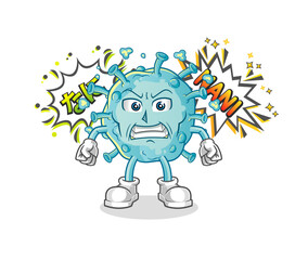 corona virus anime angry vector. cartoon character