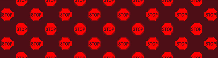 Seamless drawing depicting a road stop sign Stop sign on a brown background. Stop symbol in front of danger. Banner for insertion into site. 3D image. 3D rendering.