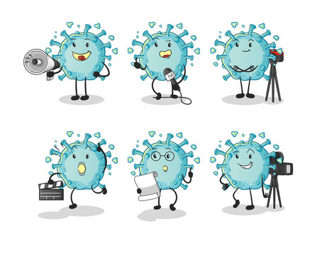 corona virus entertainment group character. cartoon mascot vector