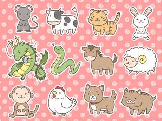 十二支のイラスト_白フチ