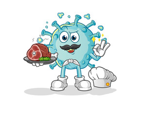 corona virus chef with meat mascot. cartoon vector