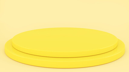 Yellow circle stand on a white background,mock up podium for product presentation,3d rendering