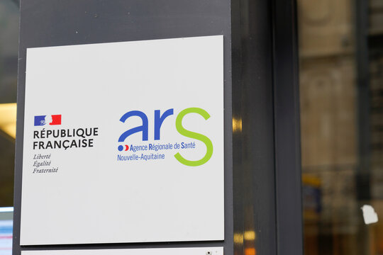 ARS logo brand and text sign on agency facade office of french regional health agency