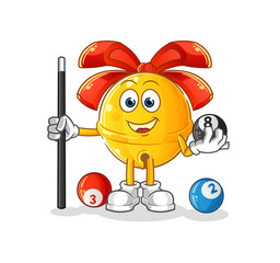 Obraz na płótnie Canvas jingle bell plays billiard character. cartoon mascot vector