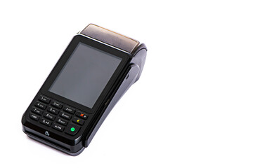 payment terminal for accepting money from plastic cards on a white background