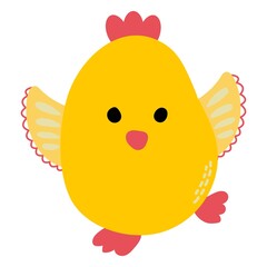 Cute little hand drawn Chicken. Easter illustration. White background, isolate. Vector.