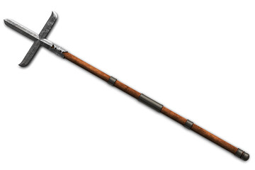 Jumonji yari - traditional japanese weapon on white background 3d illustration