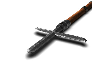 Katakama yari - traditional japanese weapon on white background 3d illustration