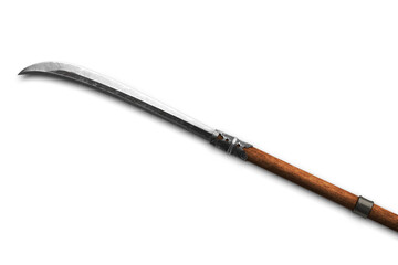 Naginata  - traditional japanese weapon on white background 3d illustration
