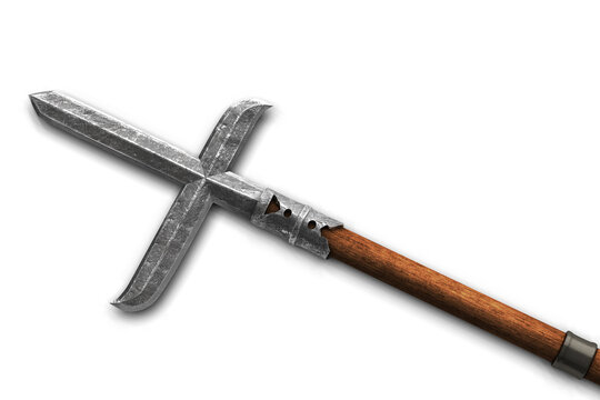 Katakama yari - traditional japanese weapon on white background 3d illustration